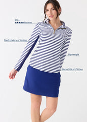 Navy Stripe 1/4 Zip Sport Top