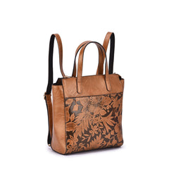 Shia 3D Embossed Floral Convertible Shoulder Bag/Backpack