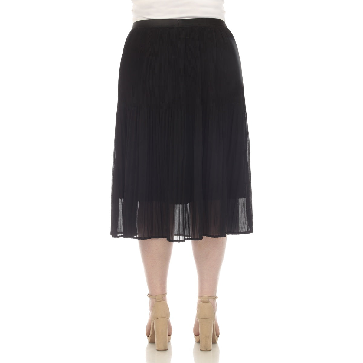  White Mark Plus Size Pleated Chiffon Midi Skirt - 3X - Bonton