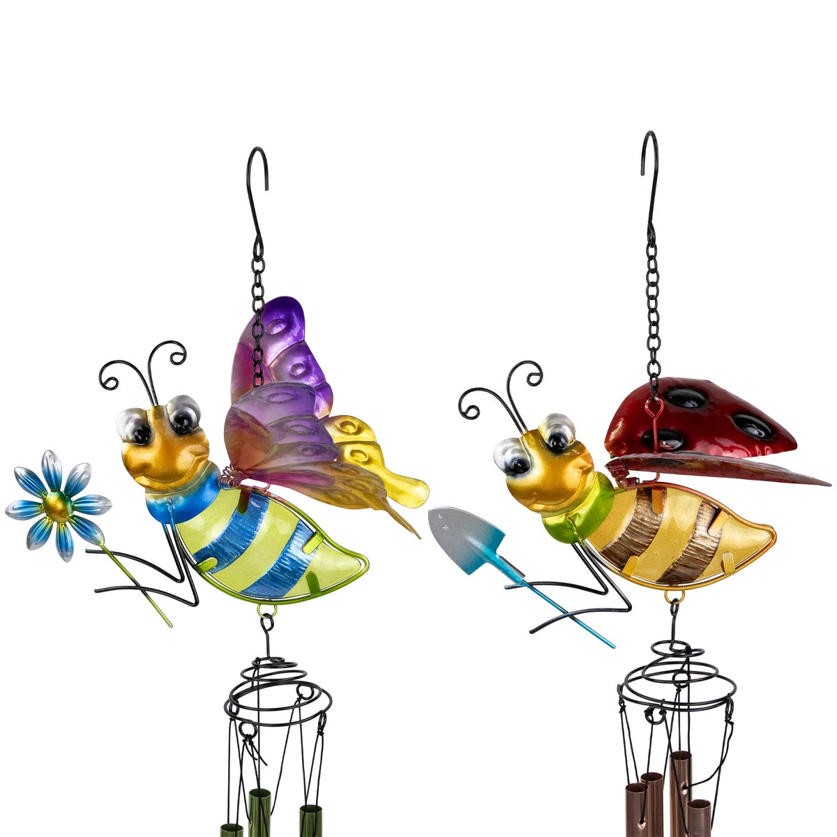  Northlight Pink and Green Bees Outdoor Garden Windchimes - 30