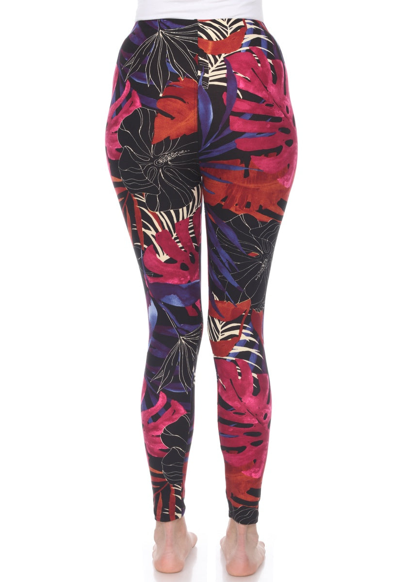  White Mark Super Soft Tropical Printed Leggings - one size - Bonton