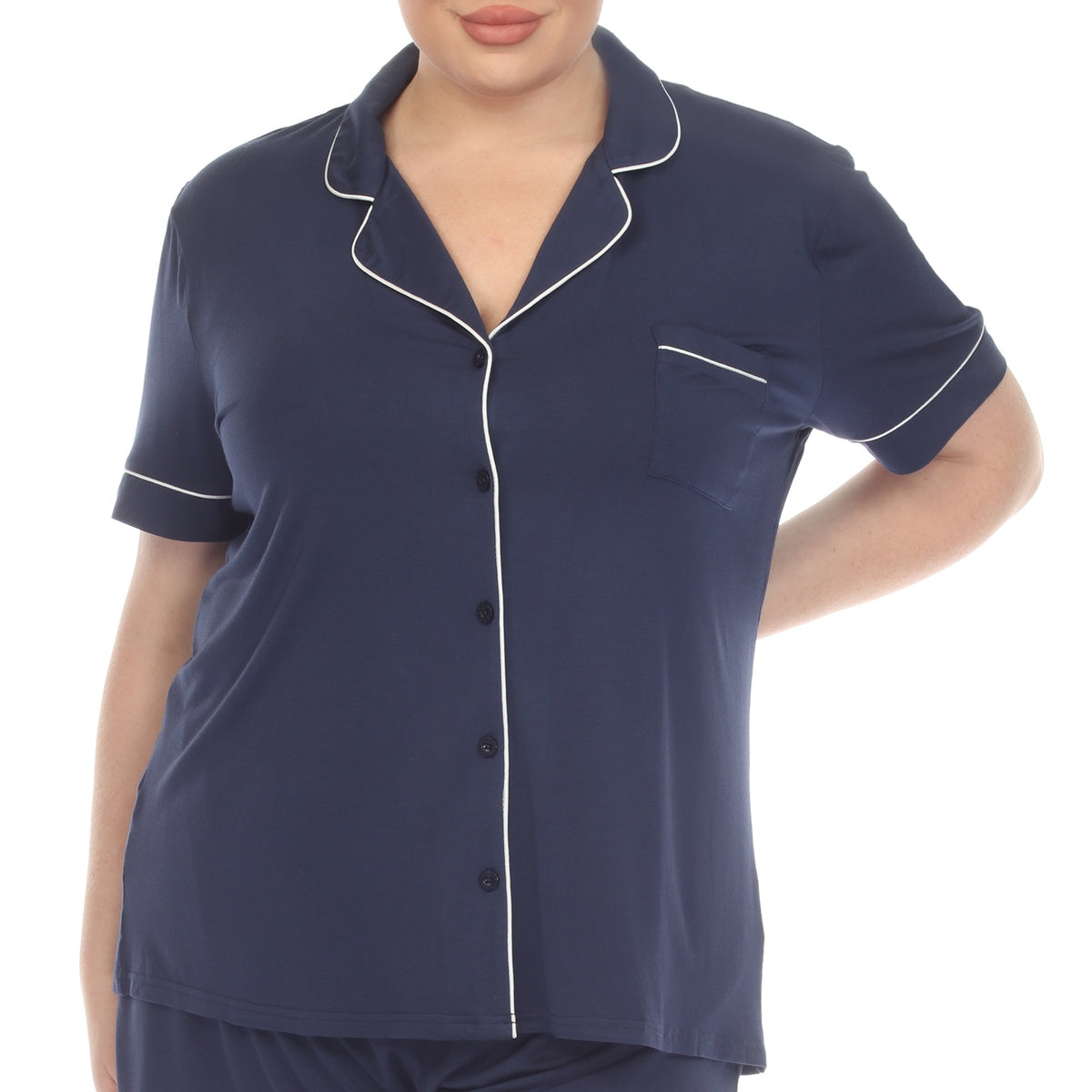  White Mark Plus Size Short Sleeve Bamboo Pajama Set - 1X - Bonton