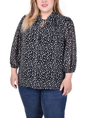 Plus Size 3/4 Sleeve Chiffon Blouse