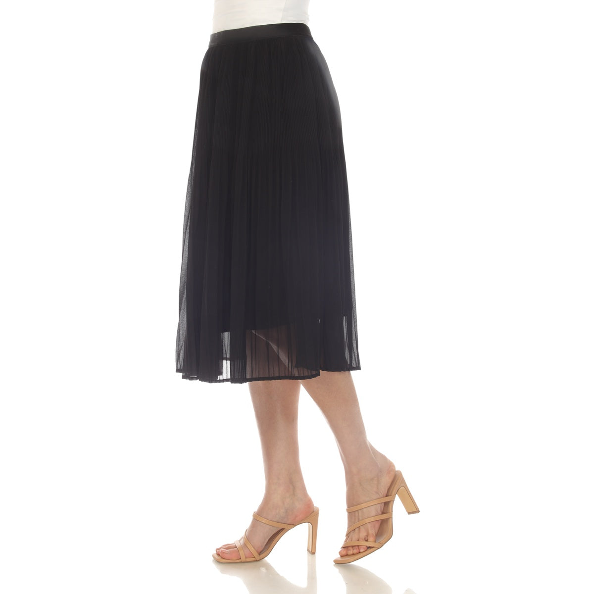  White Mark Women's Chiffon Pleated Midi Skirt - S - Bonton