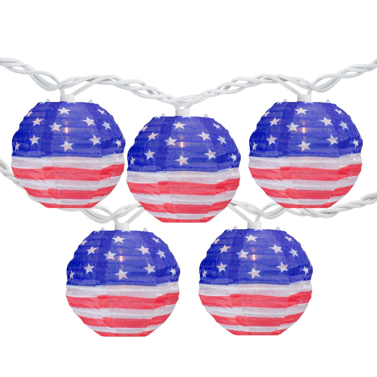 Northlight American Flag Paper Lantern Patriotic Patio Lights - 8.5' - White Wire - 10ct - Default Title - Bonton