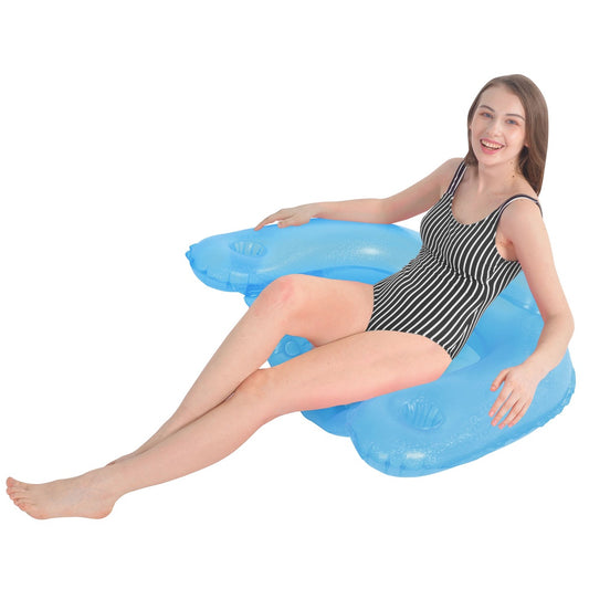 Blue Mosaic Water Lounger With Cup Holders and Backrest  50-Inch