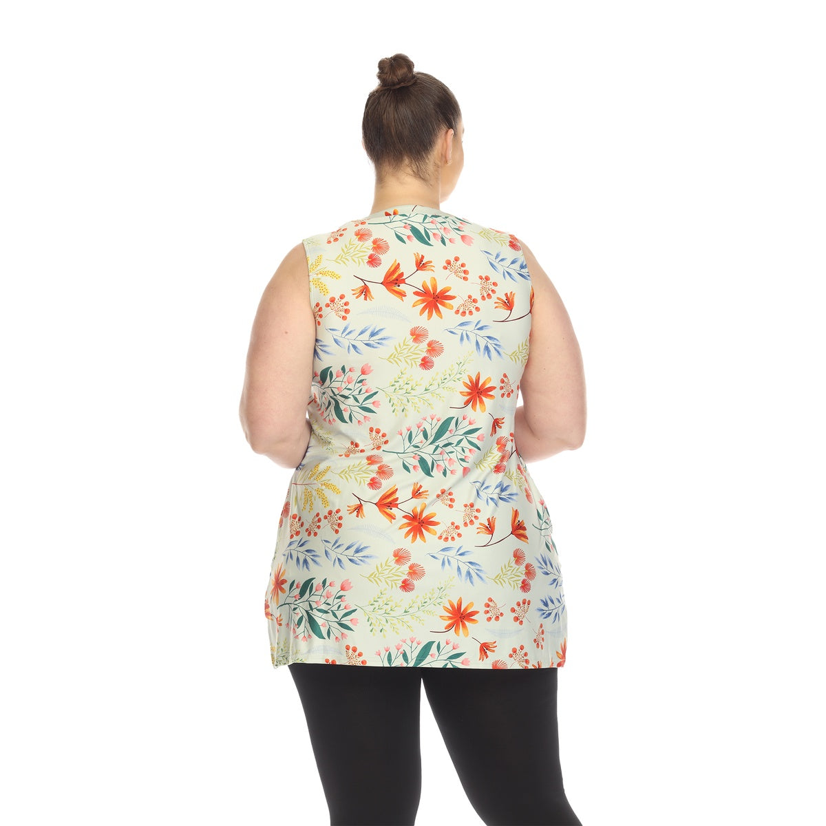  White Mark Plus Size Floral Sleeveless Tunic Top - 1X - Bonton