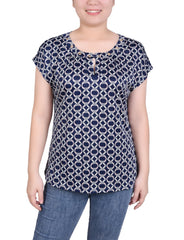 Plus Size Extended Sleeve Top With Grommets