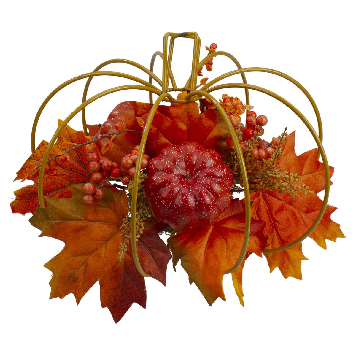  Northlight Autumn Harvest Maple Leaf and Berry Pumpkin Centerpiece - 12