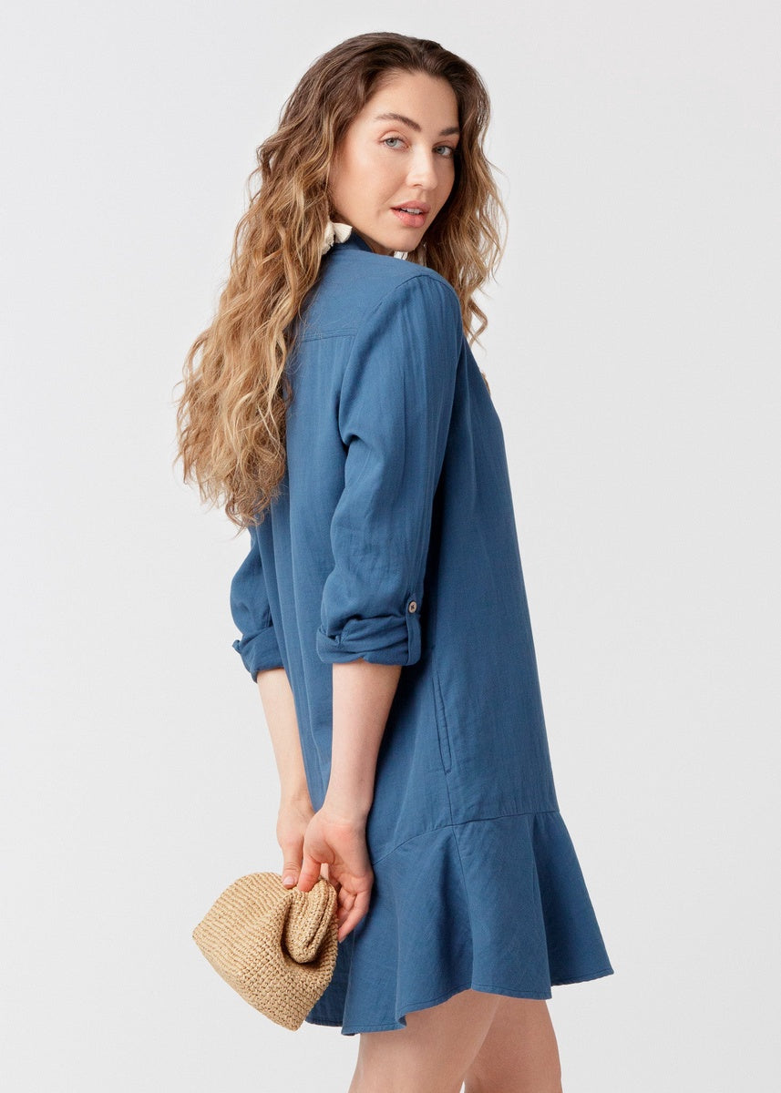  Cabana Life Harbor Gauze Button Front Shirt Dress - XS - Bonton