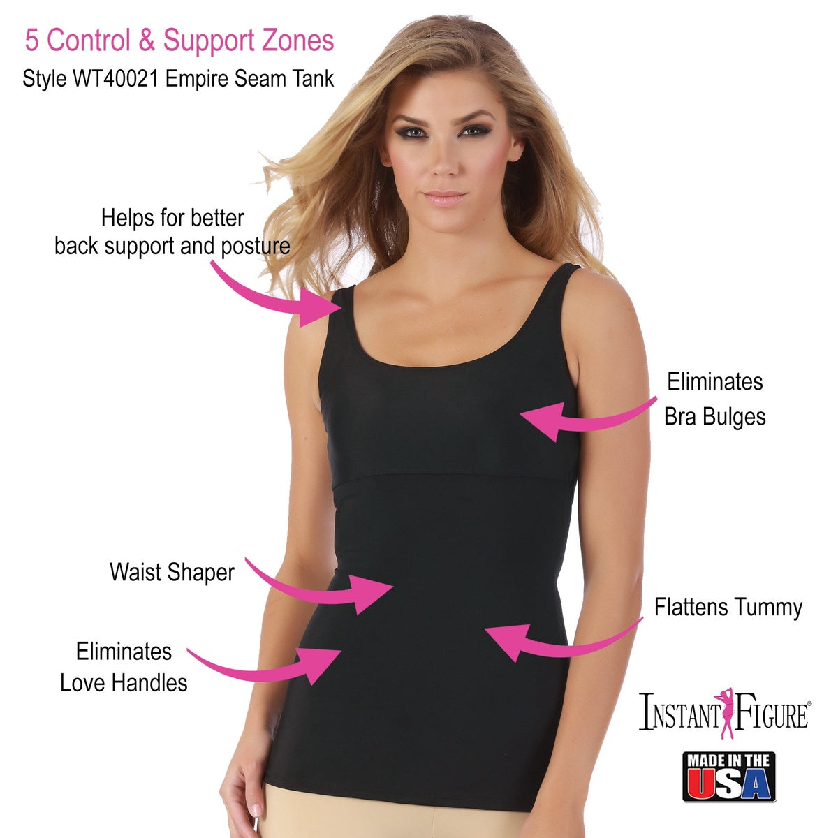  InstantFigure InstantFigure Plus Size Empire Seam Tank Top WT4061C - Black - Bonton