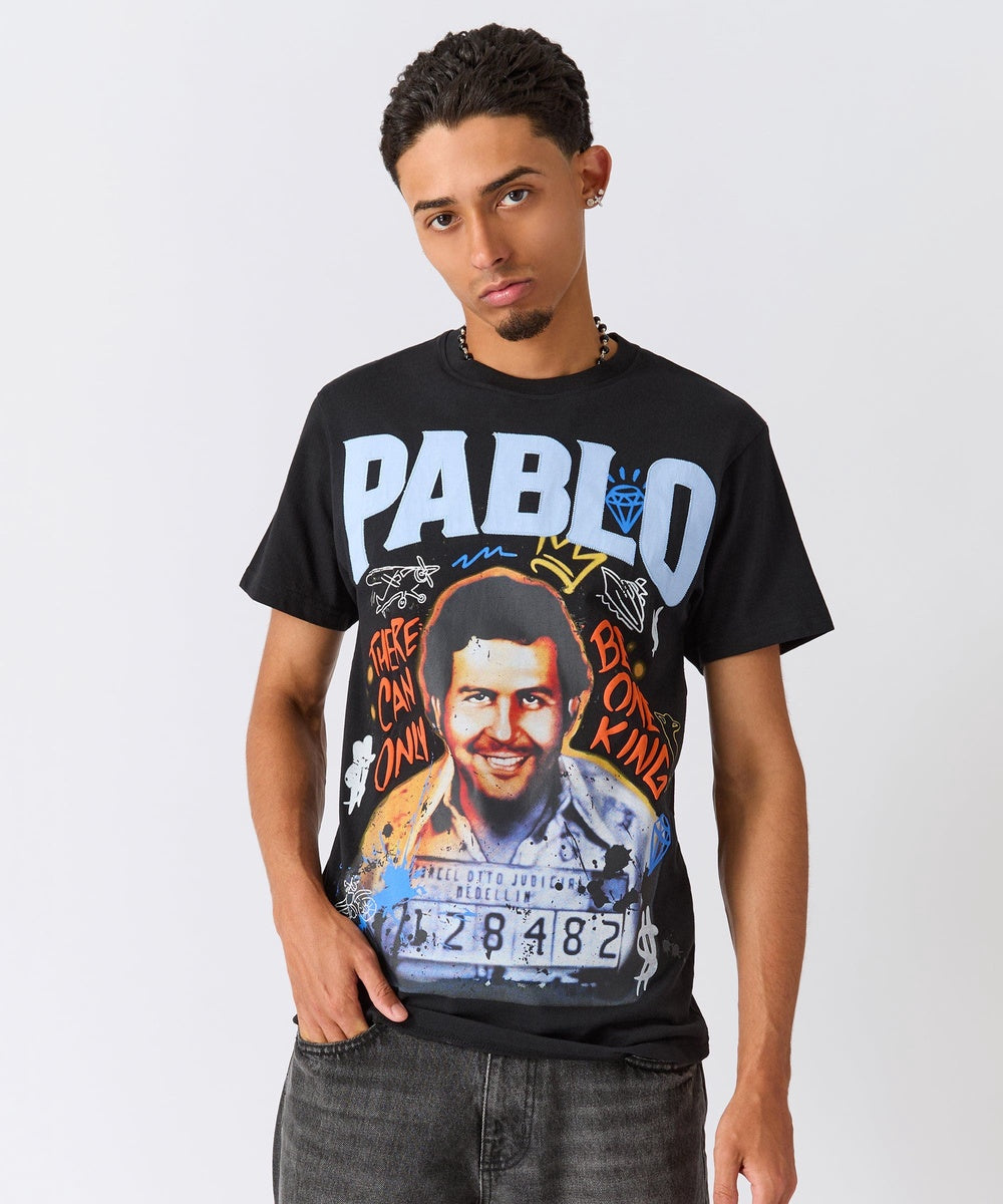  Reason Clothing Pablo Graffiti Applique Short Sleeve Tee - Black RTD - BLACK - Bonton