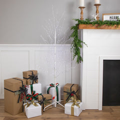 5' LED Lighted White Birch Christmas Twig Tree - Cool White Lights