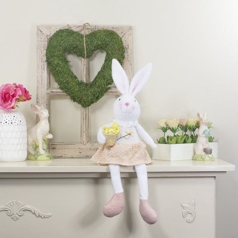 Girl Bunny Rabbit Easter and Spring Figure - 24" - White and Pink