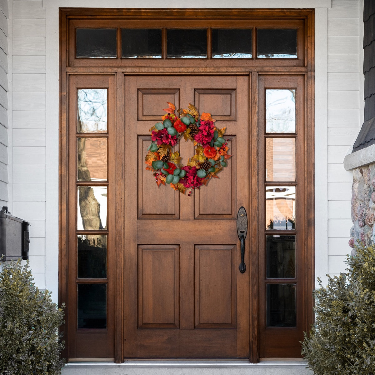  Northlight Fall Harvest Artificial Floral and Pinecone Wreath - 22