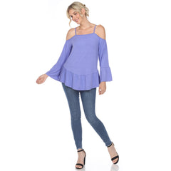 Women's Cold Shoulder Ruffle Sleeve Top