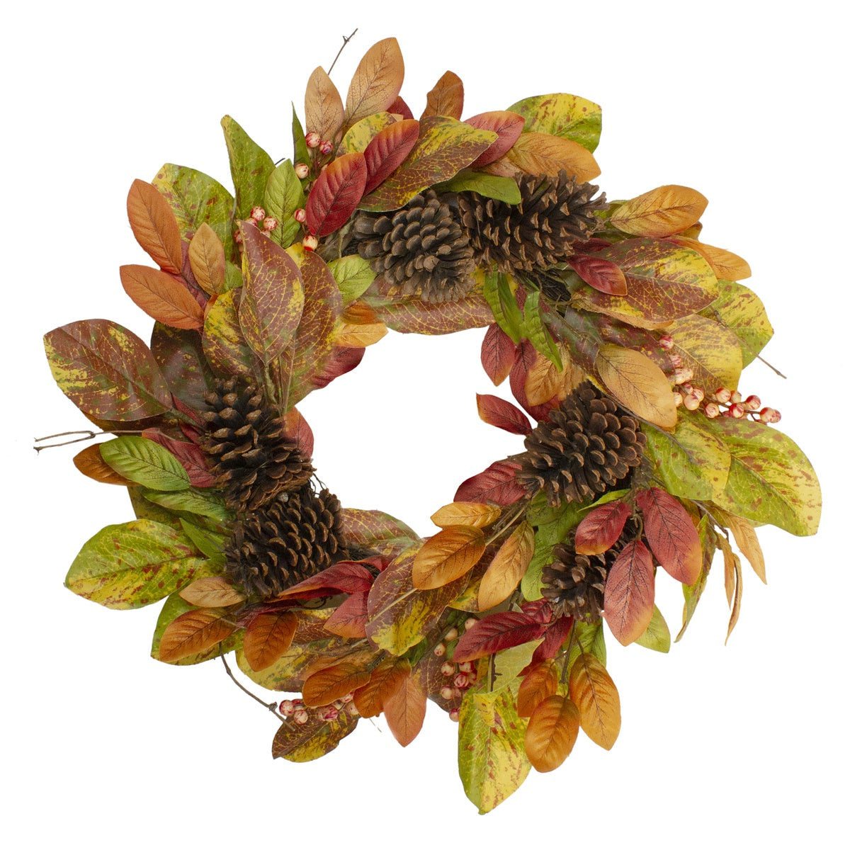  Northlight Leaves and Berries Twig Artificial Thanksgiving Wreath - 26-Inch  Unlit - Default Title - Bonton