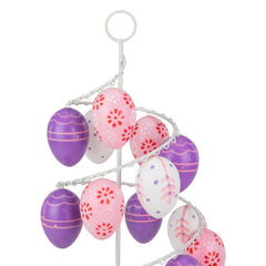 Floral and Striped Decorative Easter Egg Tree - 14.25" - Purple and Pink