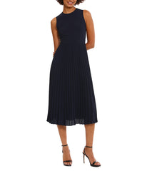 Pleated Midi Dress Navy Blazer