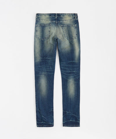 Skinny Rip and Repair Denim Pants - Medium Blue