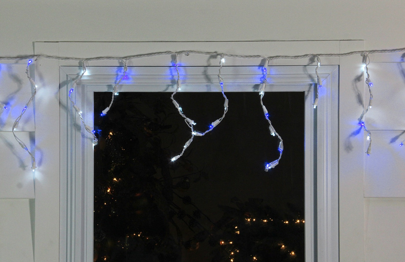  Northlight 100ct Blue and Pure White LED Wide Angle Icicle Christmas Lights  5.5 Ft White Wire - Default Title - Bonton