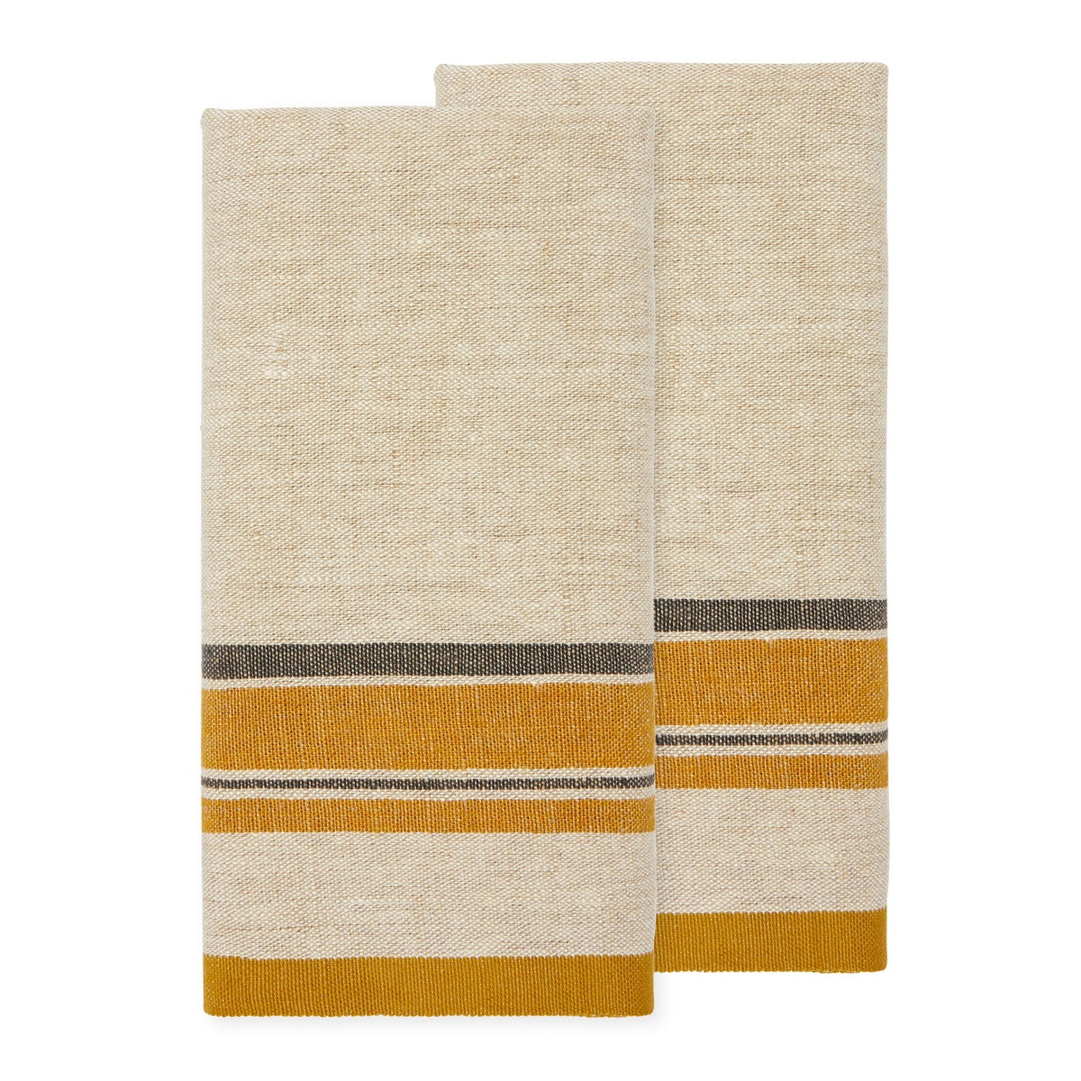  Caravan Antibes Natural Tea Towels, Set of 2 - Blue - Bonton