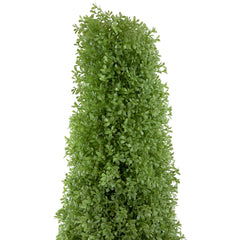 5' Artificial Boxwood Cone Topiary Tree With Round Pot  Unlit