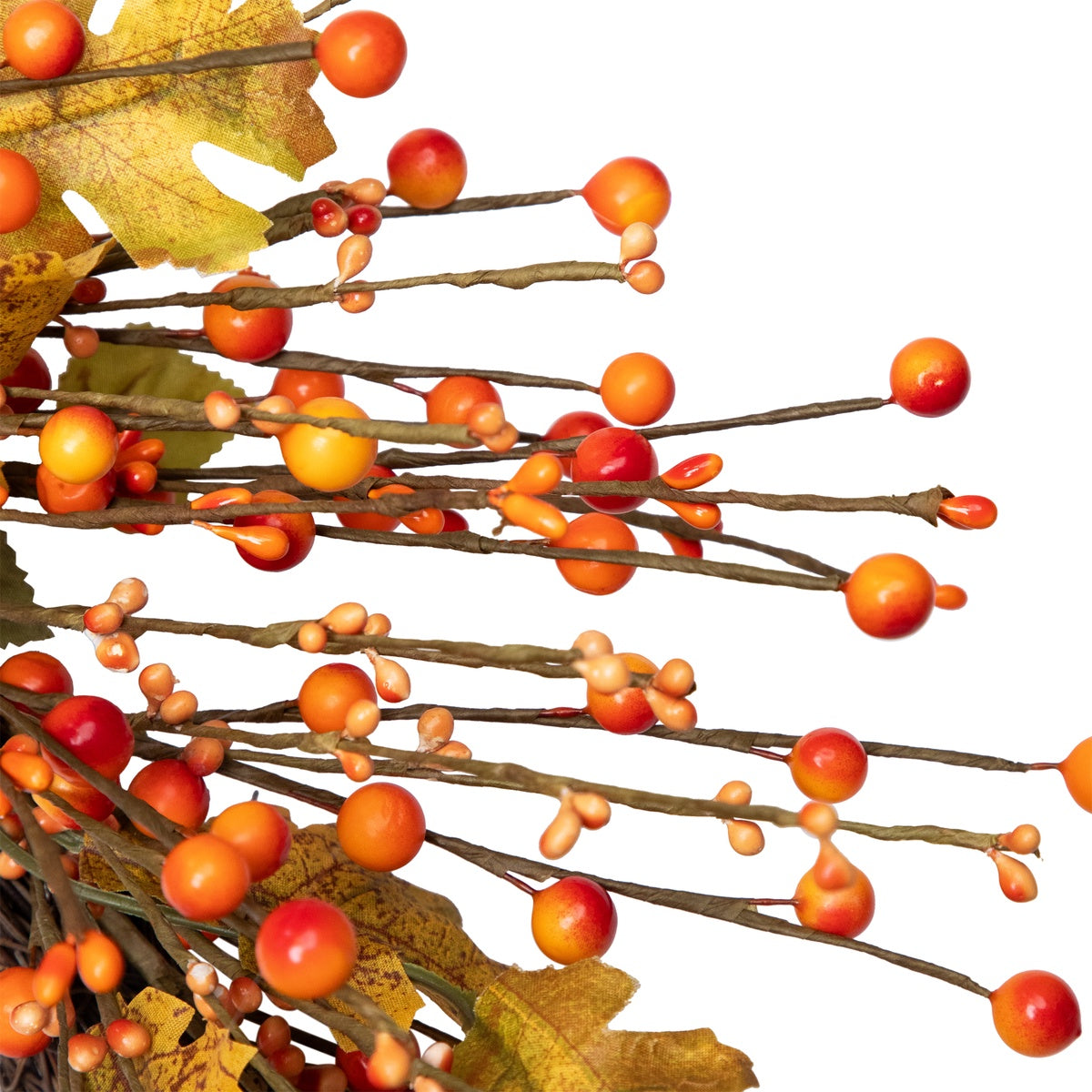  Northlight Orange Berries and Yellow Leaves Fall Harvest Artificial Wreath  22