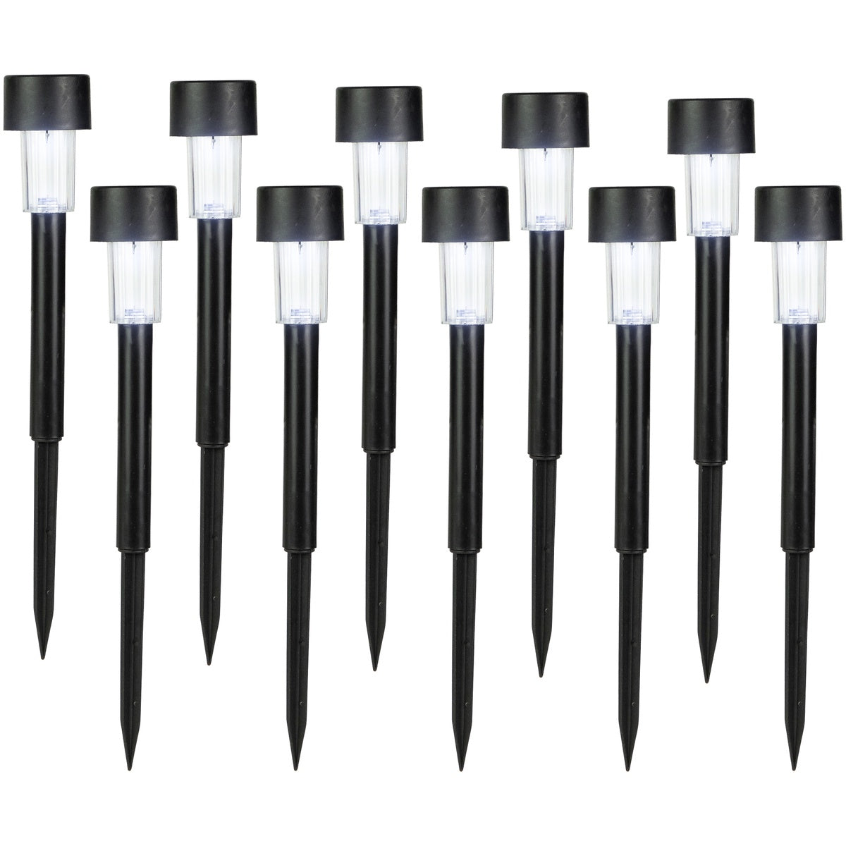  Northlight Set of 10 Black Solar Powered LED Pathway Markers  12.25