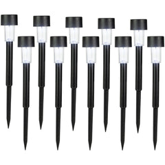 Set of 10 Black Solar Powered LED Pathway Markers  12.25"