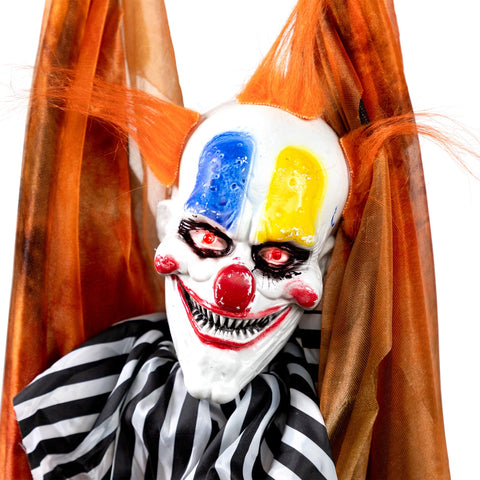 46" Animated Clown With LED Eyes Hanging Halloween Decoration