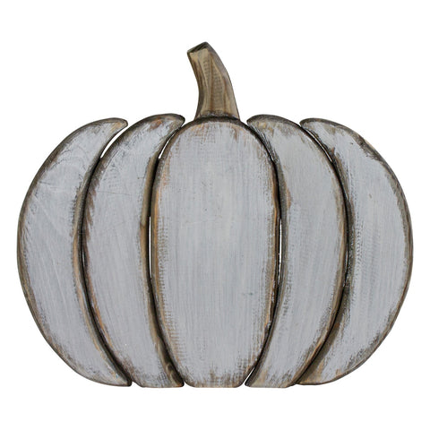 Wooden Pumpkin Fall Harvest Decoration - 13.75 - White