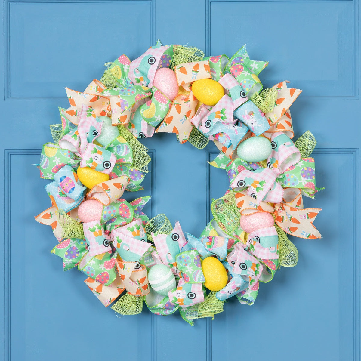  Northlight Pastel Easter Egg and Ribbons Wreath  22-Inch  Unlit - Default Title - Bonton