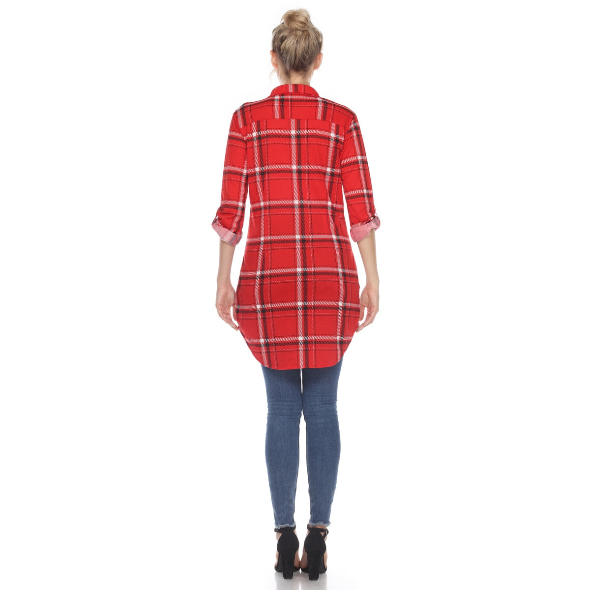  White Mark Women's Plaid Tunic Shirt - S - Bonton