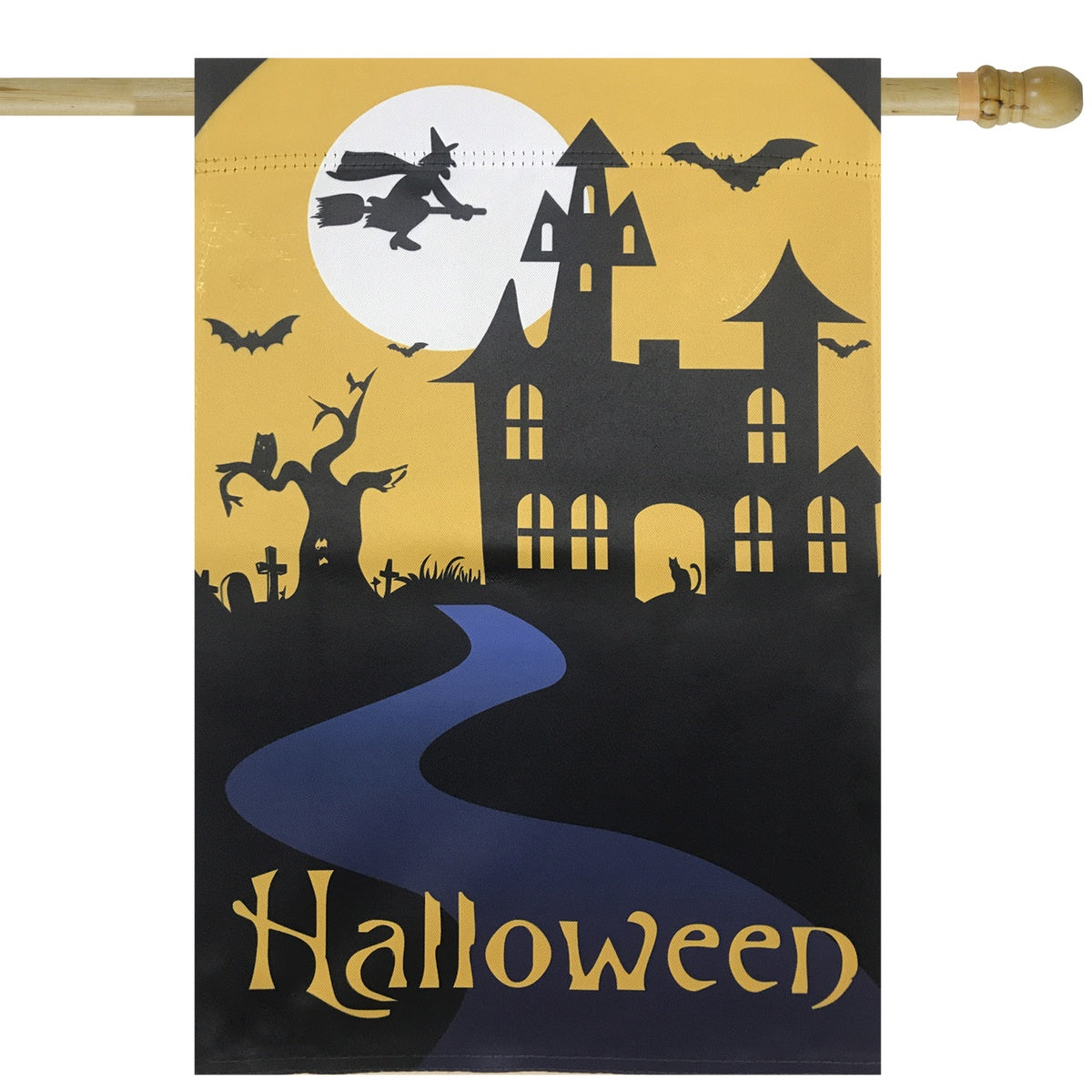  Northlight Spooky House Halloween Outdoor House Flag With Bats and Witch 28