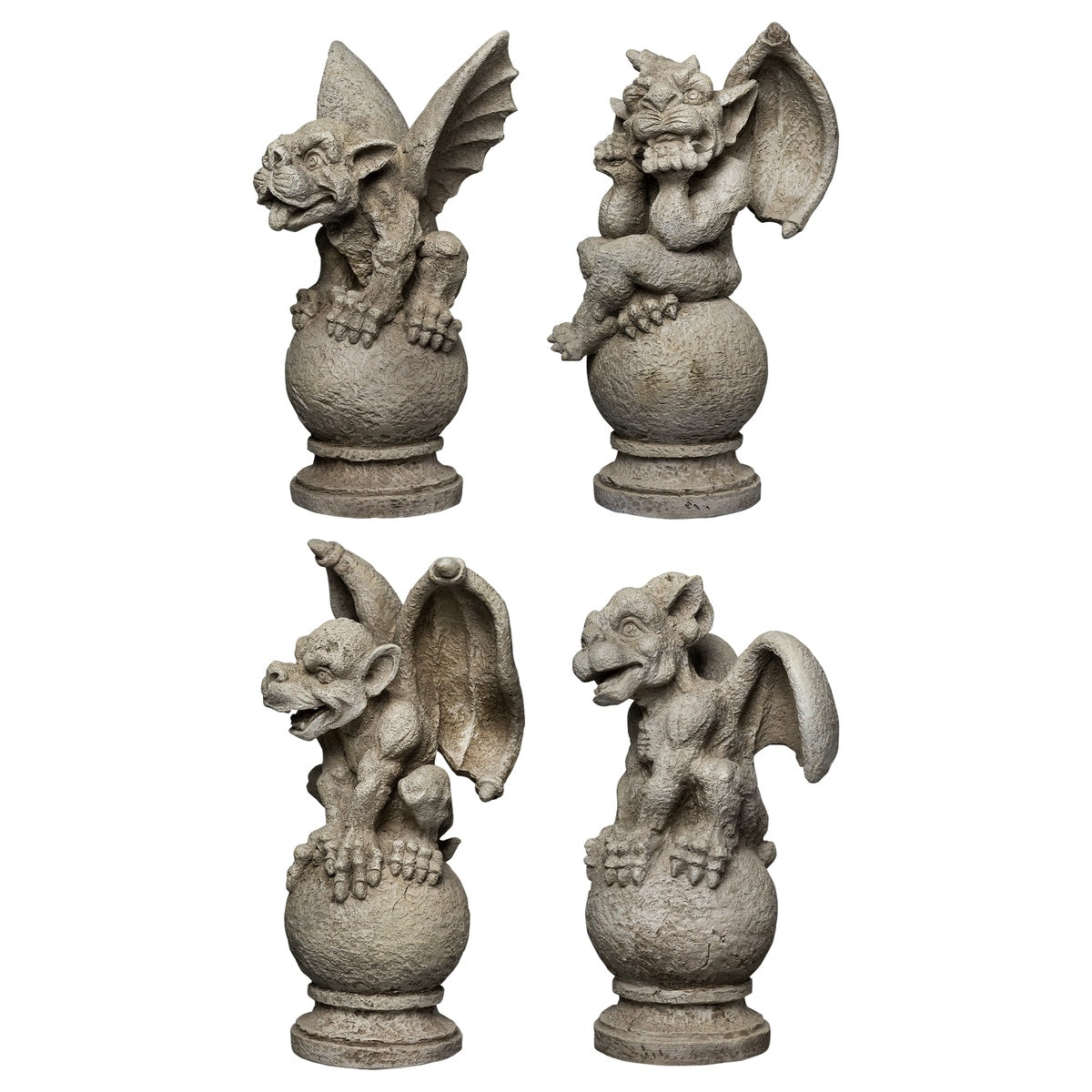  Northlight Set of 4 Gargoyles on Pedestals Outdoor Garden Statues 13