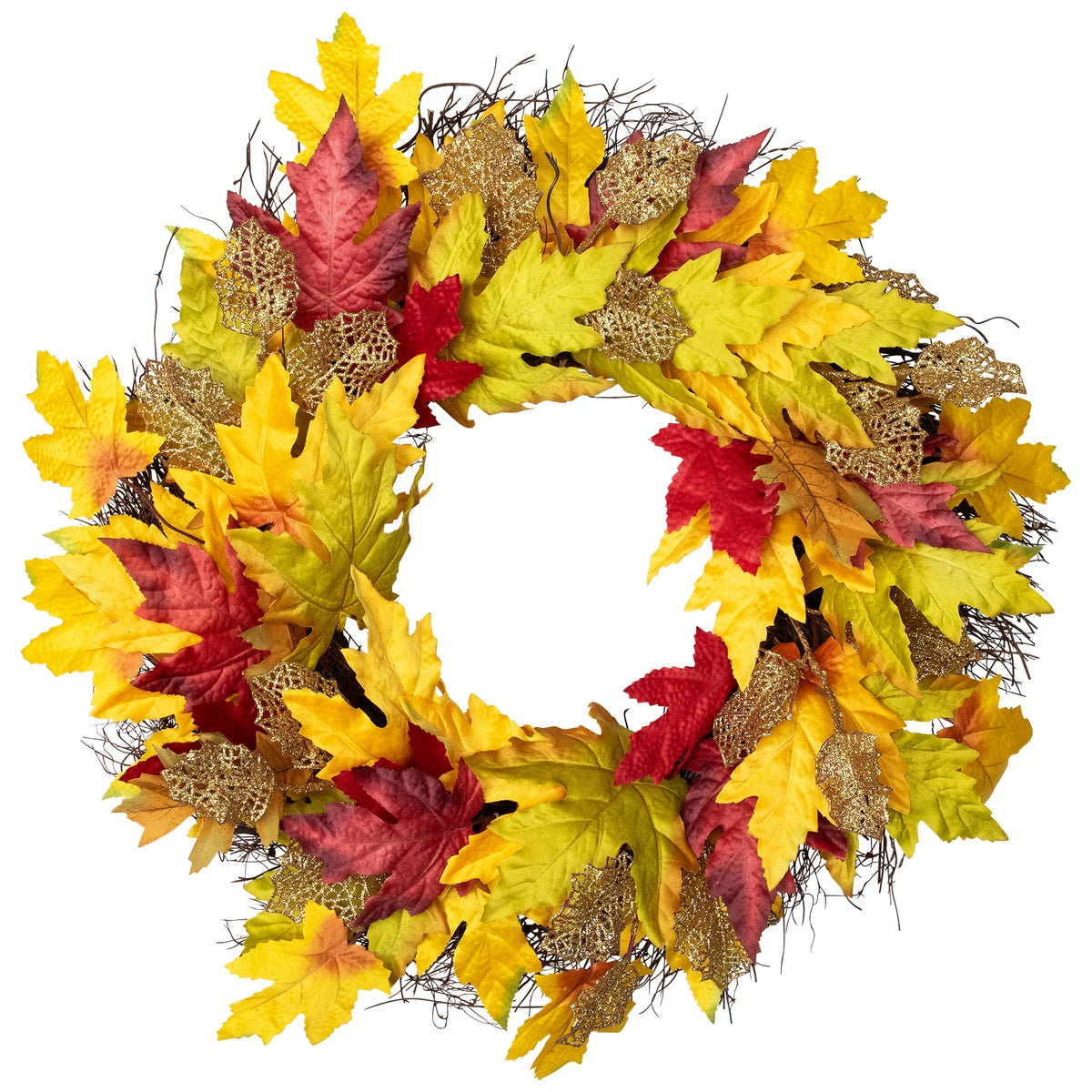  Northlight Maple Leaf Artificial Fall Harvest Wreath  22-Inch - Default Title - Bonton