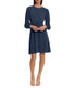  Donna Morgan Smocked Collar Long Sleeve Mini Dess With Flounce - Navy Blazer - Bonton