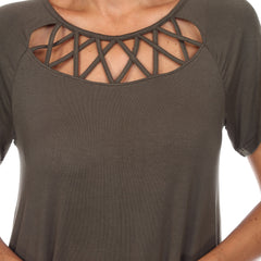 Women's Crisscross Cutout Short Sleeve Top