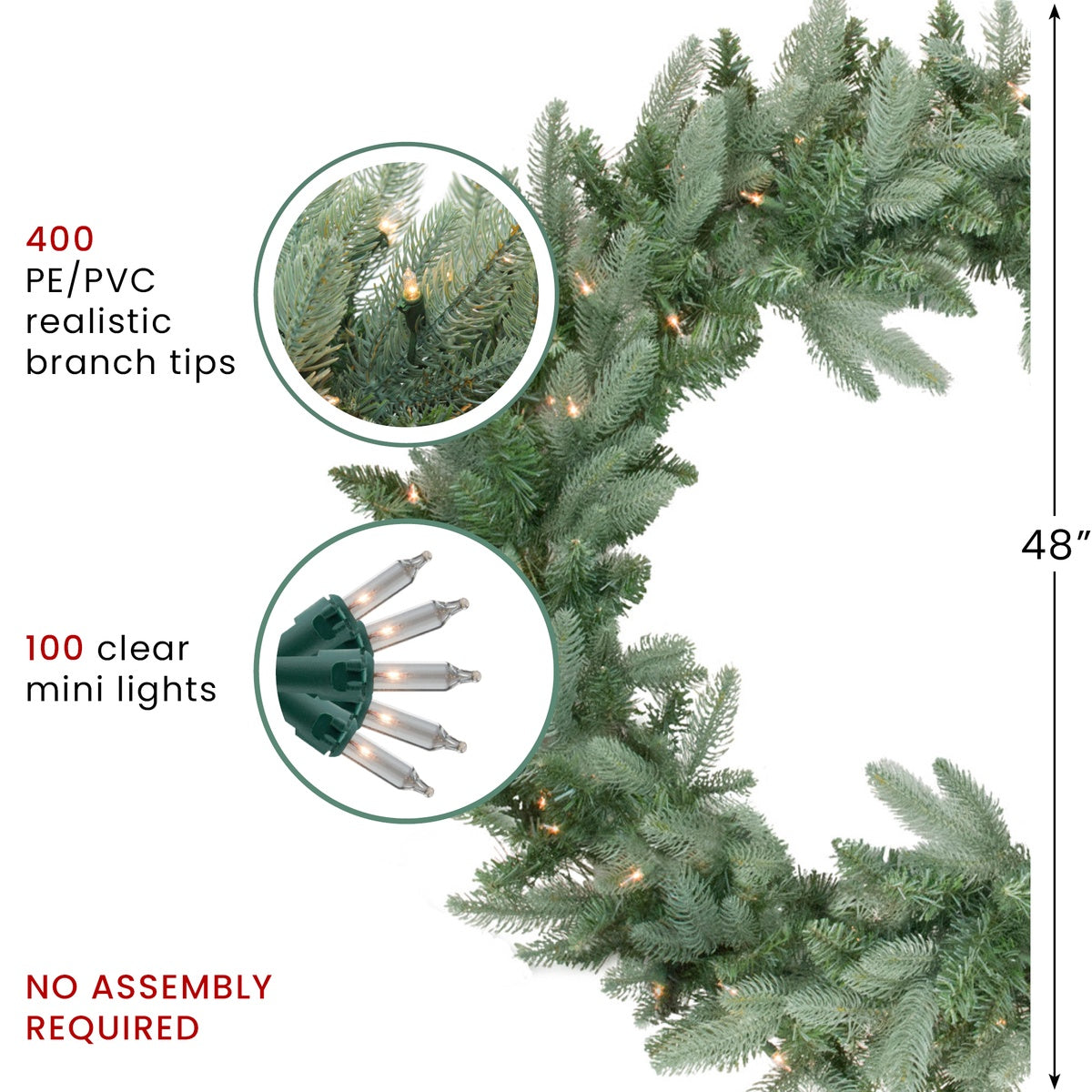  Northlight Real Touch™? Pre-Lit Washington Frasier Fir Artificial Christmas Wreath - 48