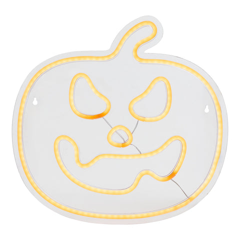 LED Lighted Neon Style Jack-O-Lantern Halloween Window Silhouette - 15" - Orange