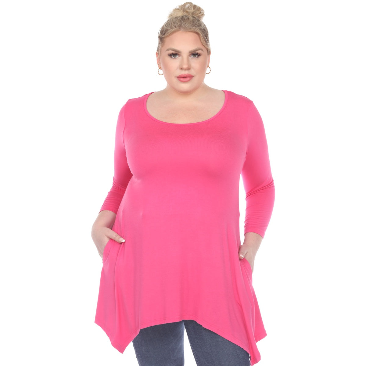  White Mark Plus Size Makayla Tunic Top - 1X - Bonton