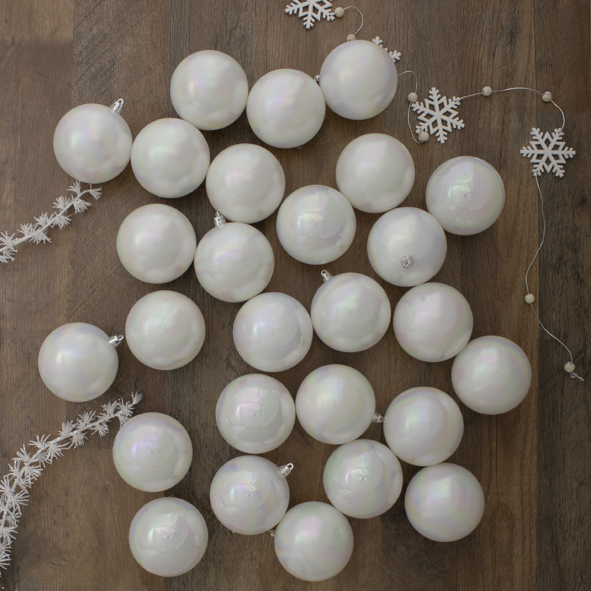  Northlight 32ct White Iridescent Shatterproof Shiny Christmas Ball Ornaments 3.25