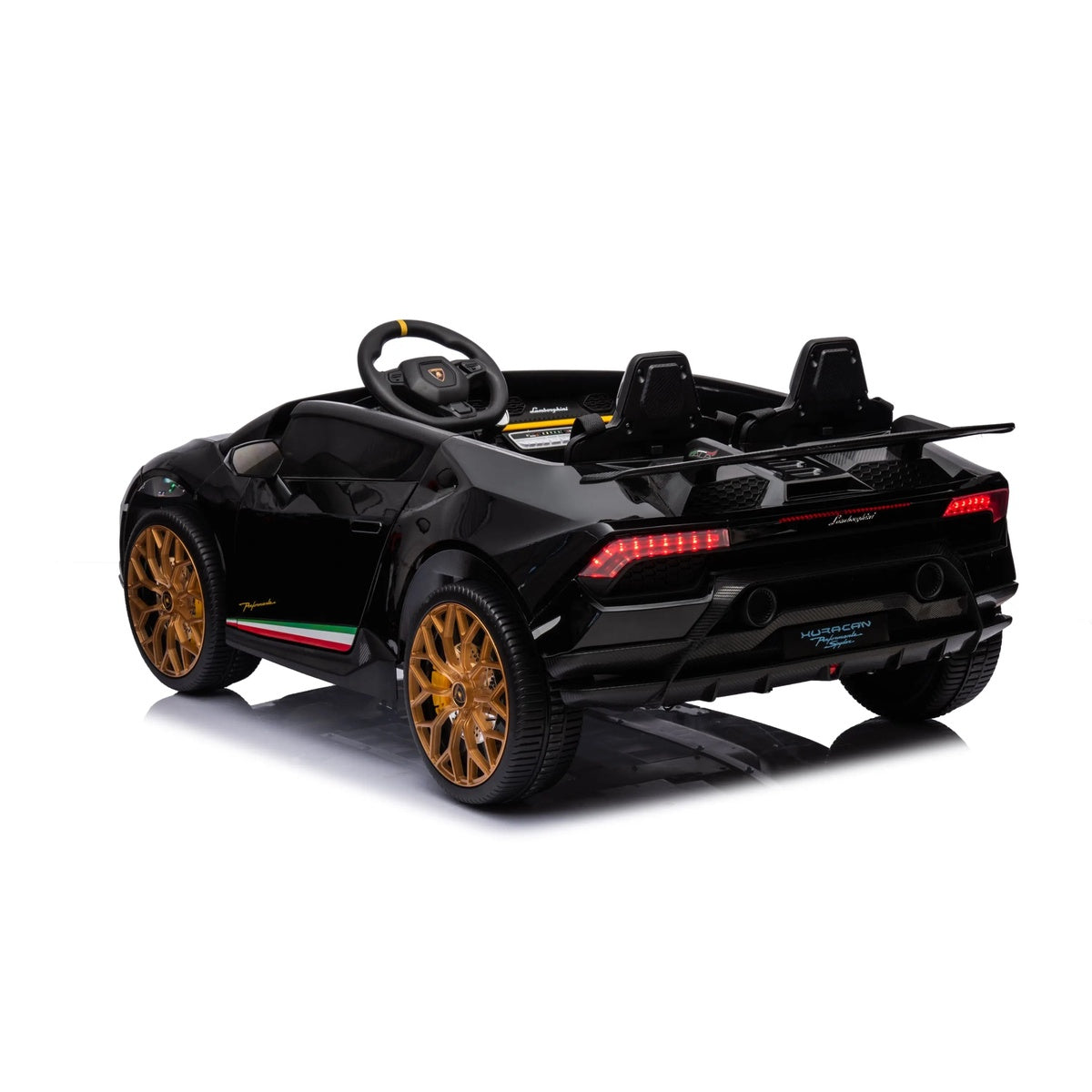  Freddo 24V Lamborghini Huracan 2 Seater Kids' Electric Ride-On - Black - Bonton