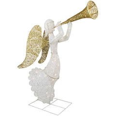 48" LED Lighted Gold and Silver Trumpeting Angel Outdoor Christmas Outdoor Decoration