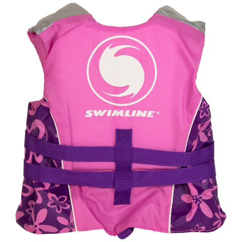Pink and Purple Floral Child Life Jacket Vest With Handle - Up to 50lbs