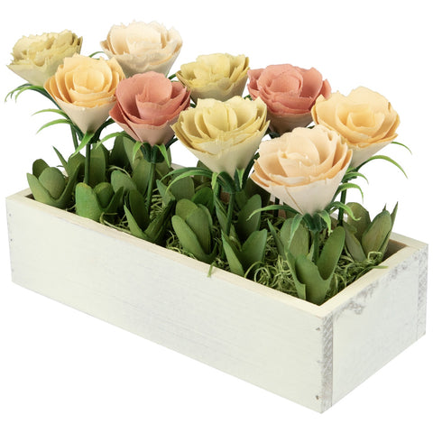 9.5" Yellow and White Potted Springtime Artificial Flowers