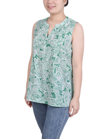 Sleeveless Pintucked Blouse