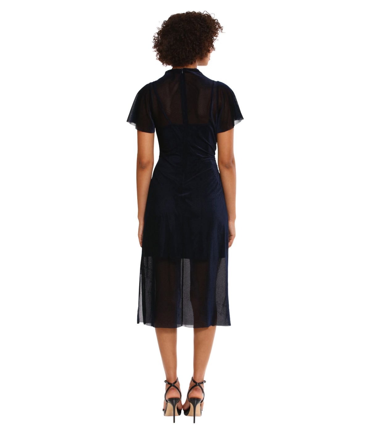  Donna Morgan Flutter Sleeve Midi Dress With Side Slit Navy - Navy - Bonton