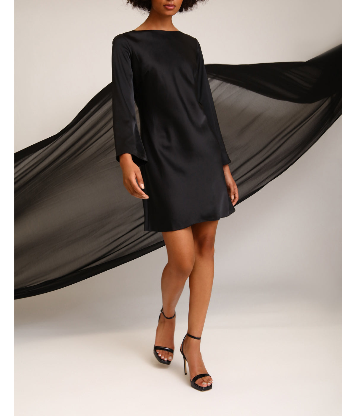 Long Sleeve Mini Dress With Embellished Back Detail Black